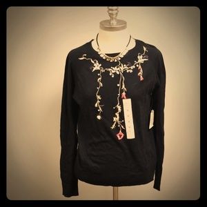 St John Bay Women black crew neck pullover sweater